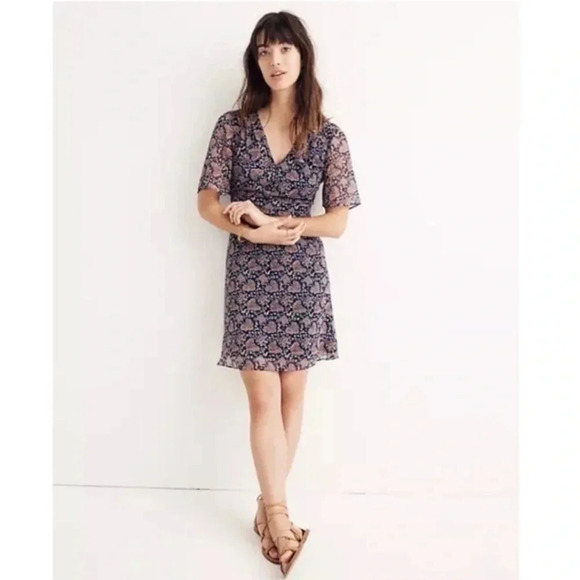 MADEWELL Orchard Flutter Sleeve Dress Flan Floral. Size 4 Sold-out online - Picture 1 of 9